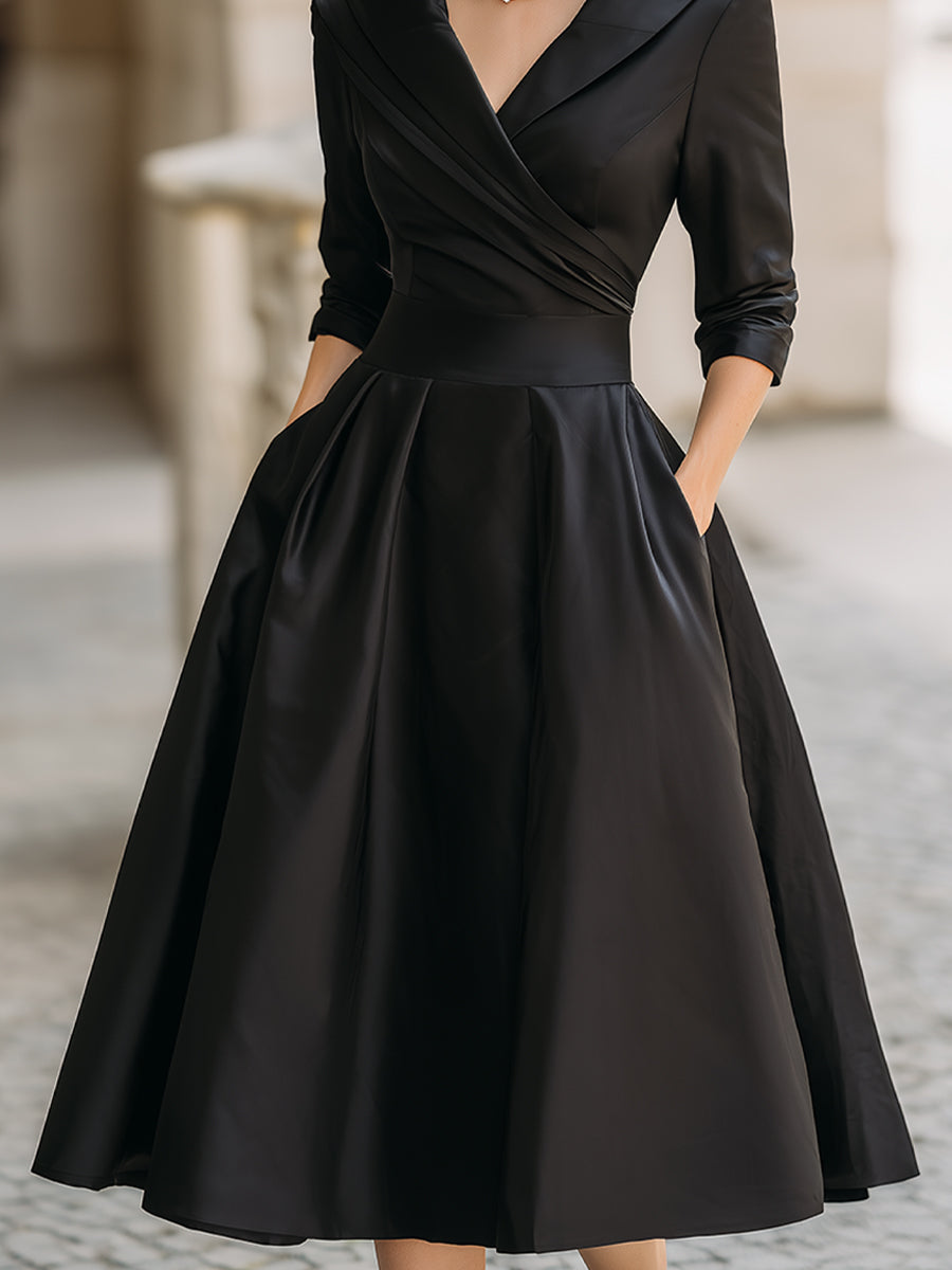 True | Women’s Wrap V-Neck Midi Dress