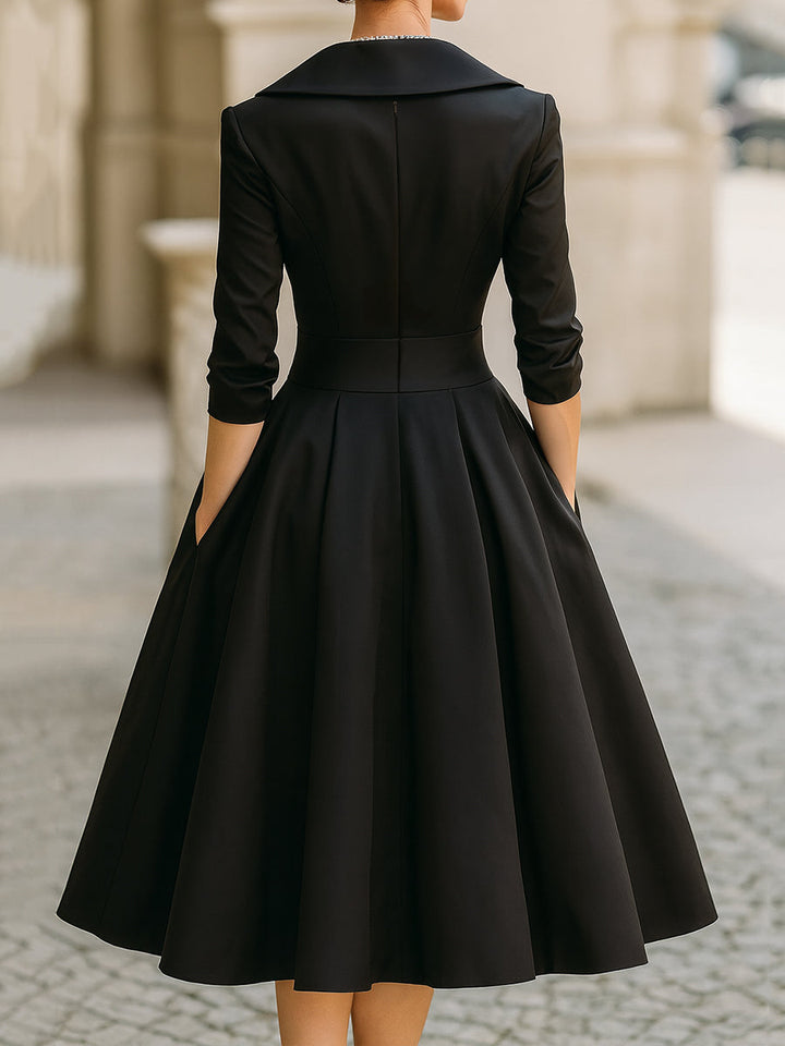 True | Women’s Wrap V-Neck Midi Dress
