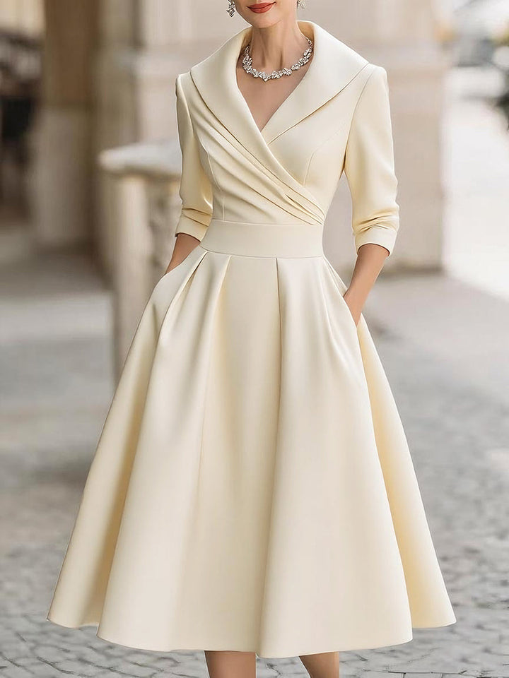 True | Women’s Wrap V-Neck Midi Dress