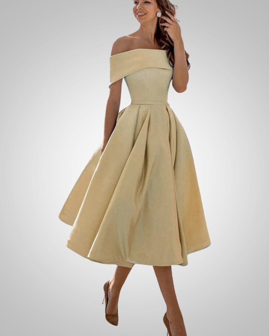 Peppa | Women’s Summer Off-Shoulder A-Line Midi Dress