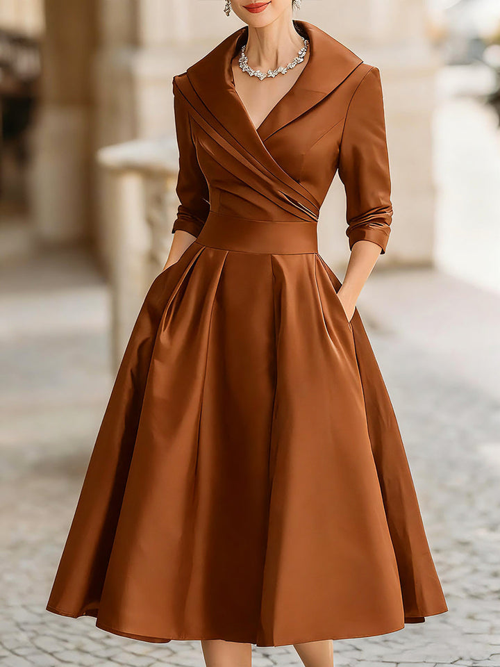 True | Women’s Wrap V-Neck Midi Dress