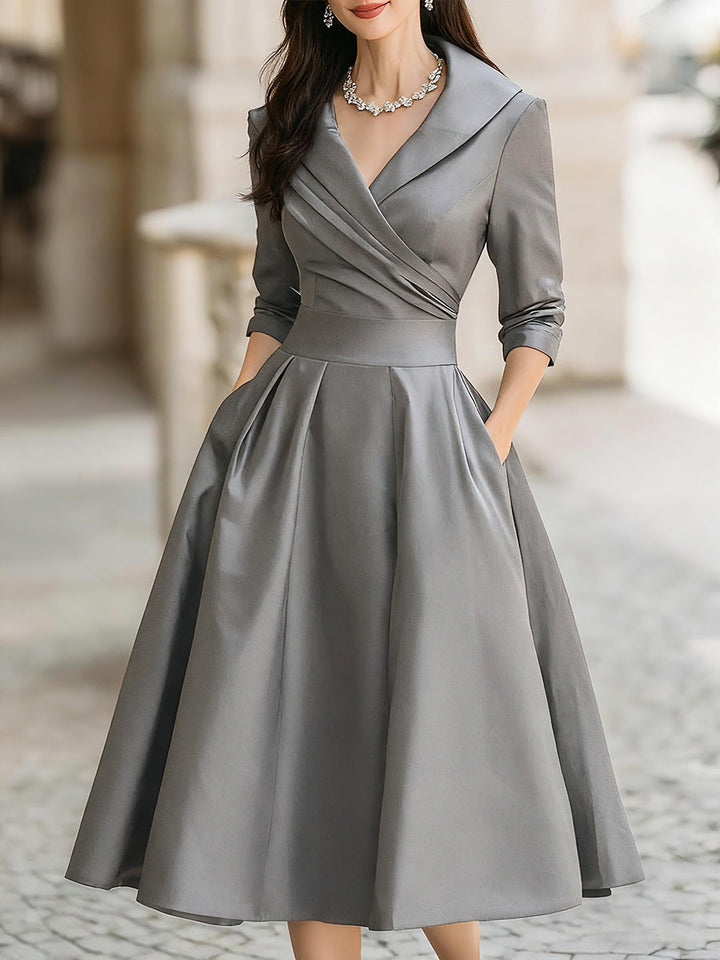 True | Women’s Wrap V-Neck Midi Dress