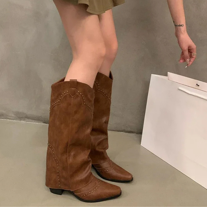 Gloria | Women’s Studded Tall Shaft Cowboy Boots