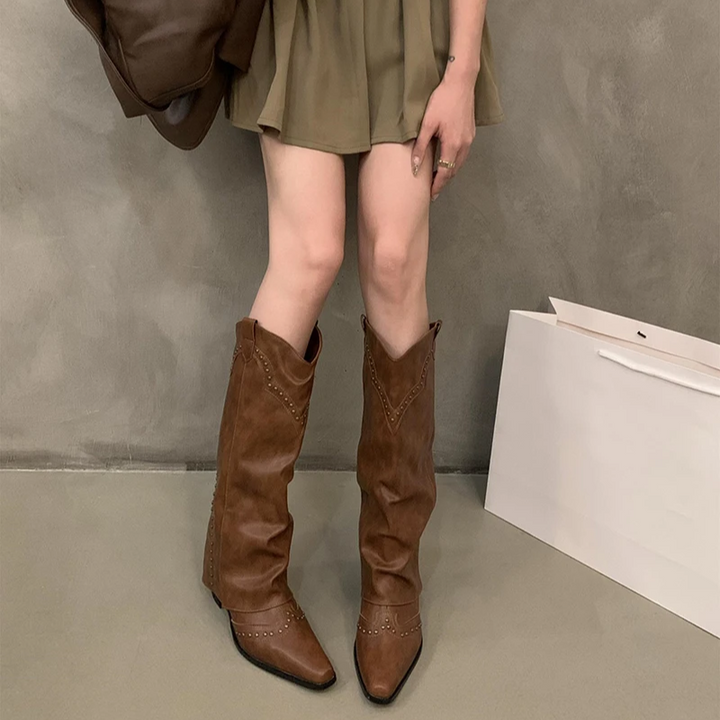 Gloria | Women’s Studded Tall Shaft Cowboy Boots