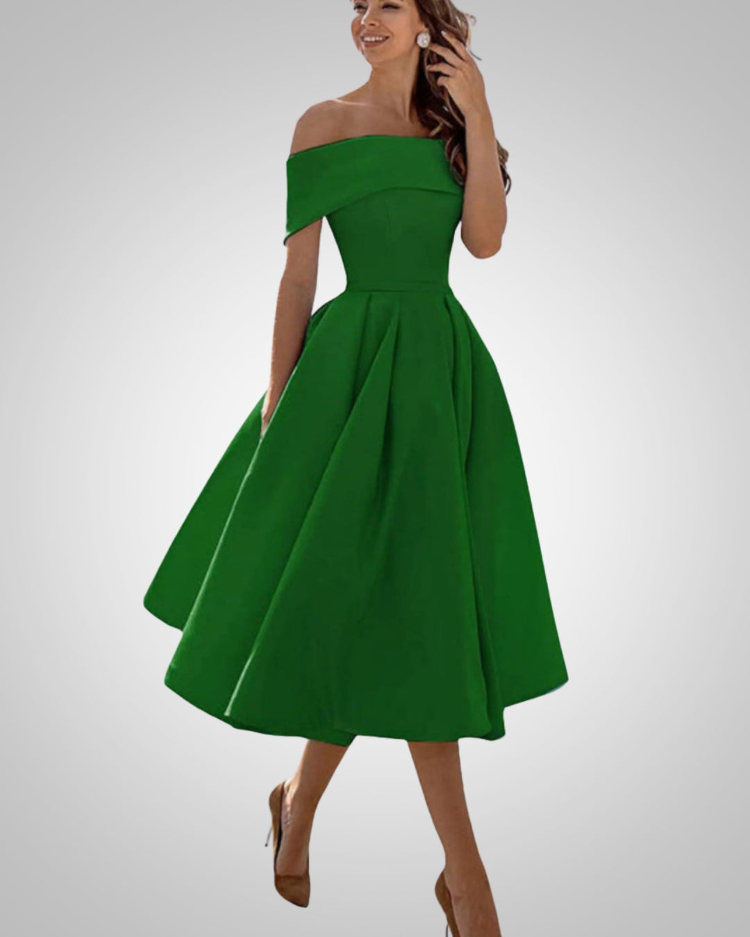 Peppa | Women’s Summer Off-Shoulder A-Line Midi Dress