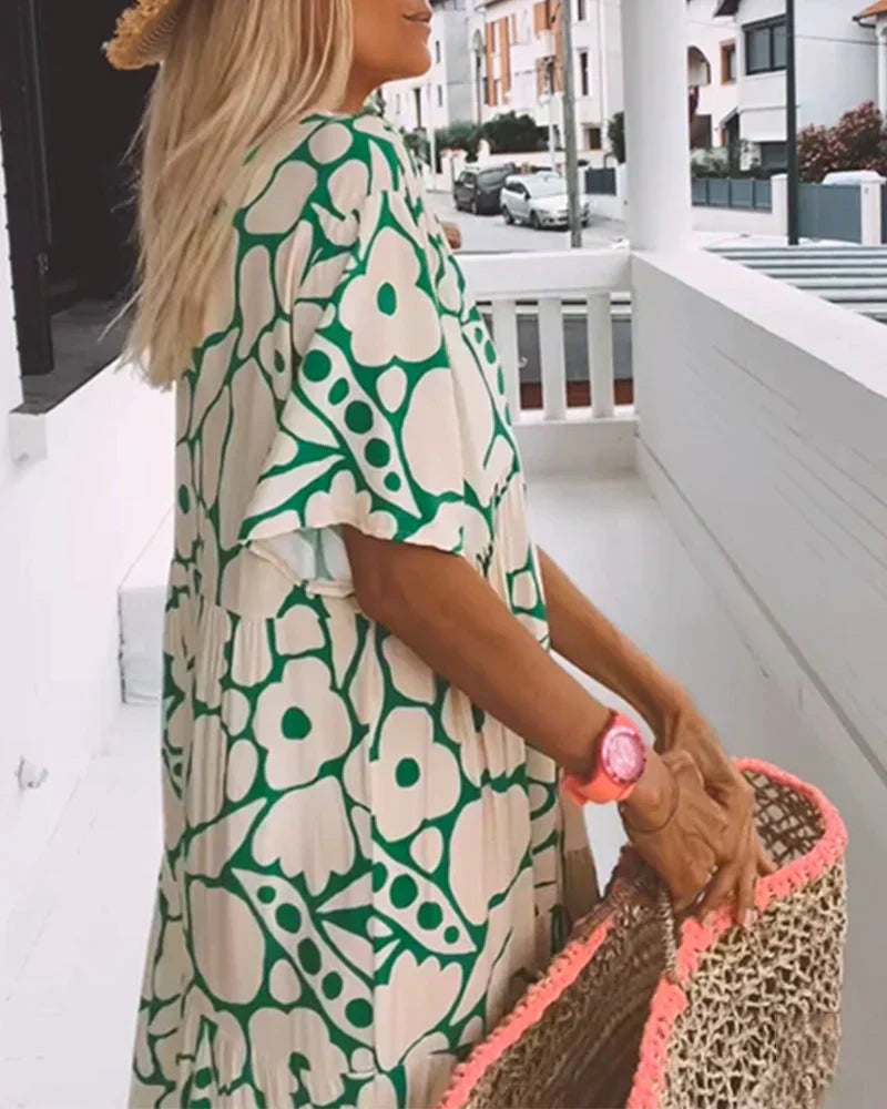Lily | Women's Summer Printed V-Neck Dress