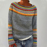 Freya | Women's Patterned Boat Neck Knit Sweater