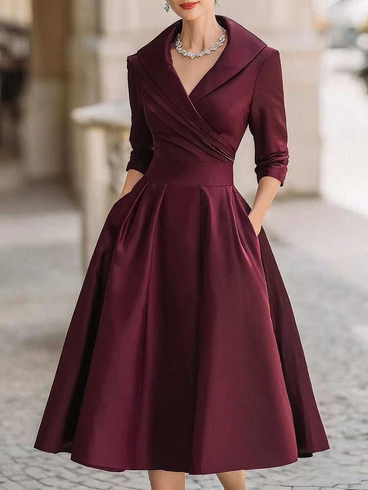 True | Women’s Wrap V-Neck Midi Dress