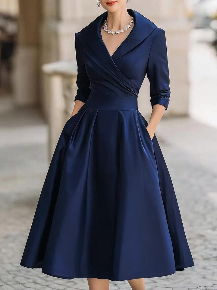 True | Women’s Wrap V-Neck Midi Dress