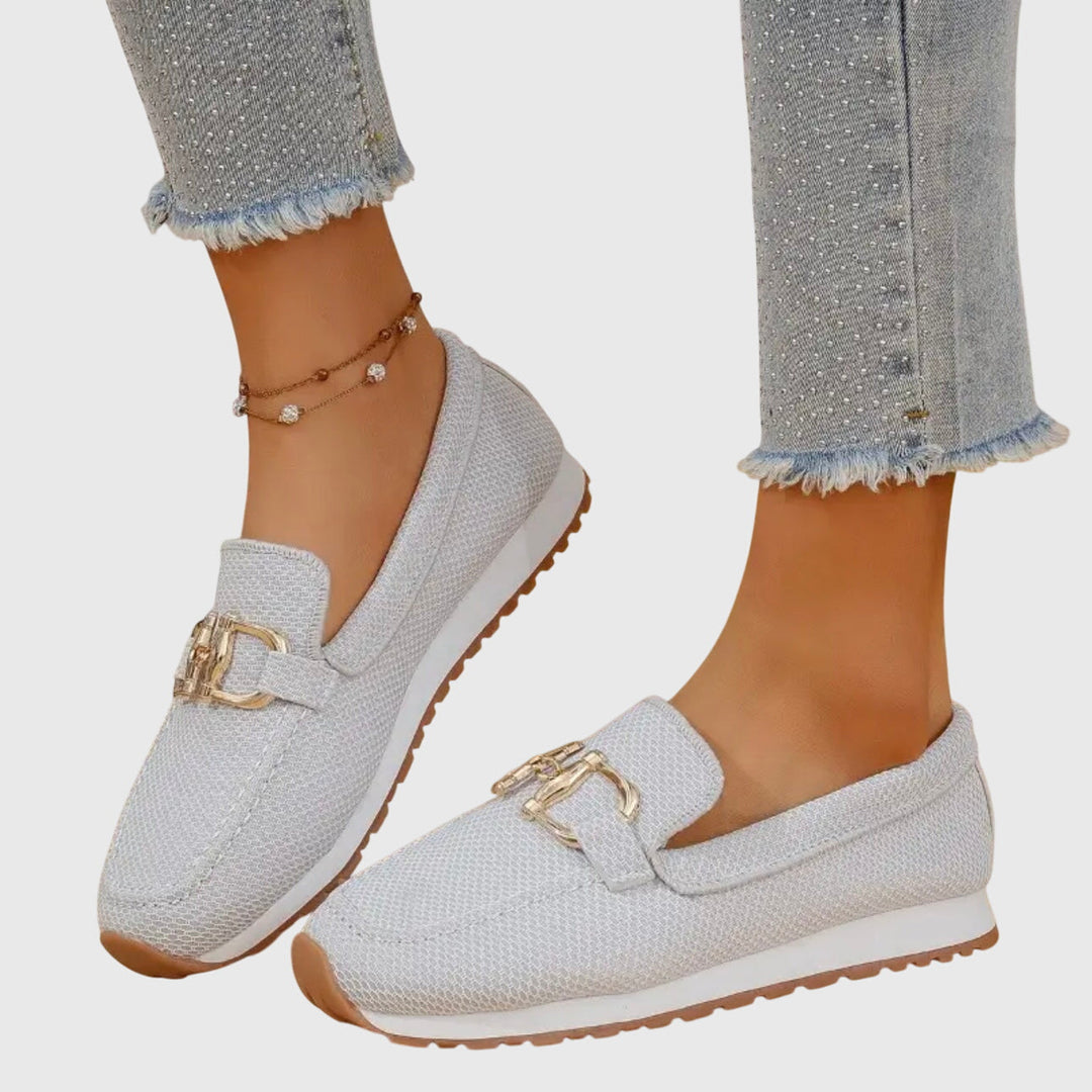 Yasmine | Women’s Metal Detail Textured Loafers
