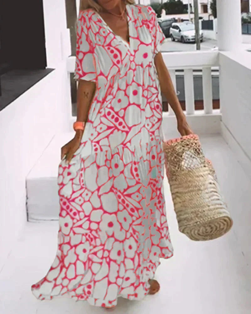 Lily | Women's Summer Printed V-Neck Dress