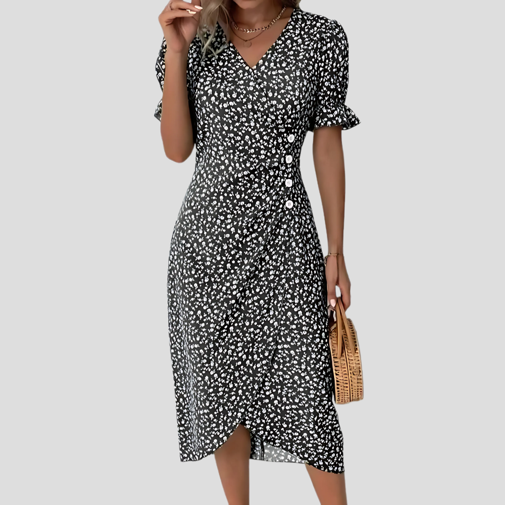 Eleanor | Women’s Summer V-Neck Muslin Midi Dress