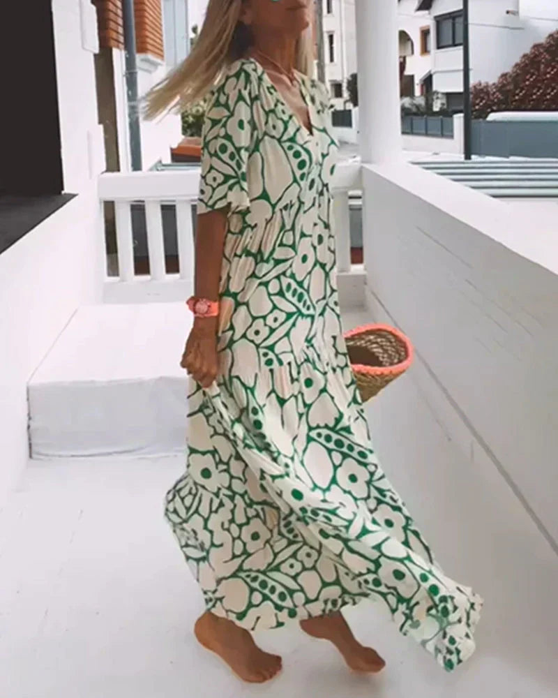Lily | Women's Summer Printed V-Neck Dress