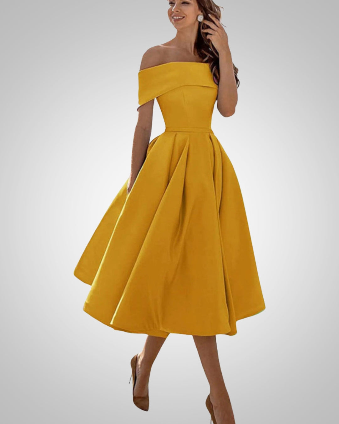 Peppa | Women’s Summer Off-Shoulder A-Line Midi Dress
