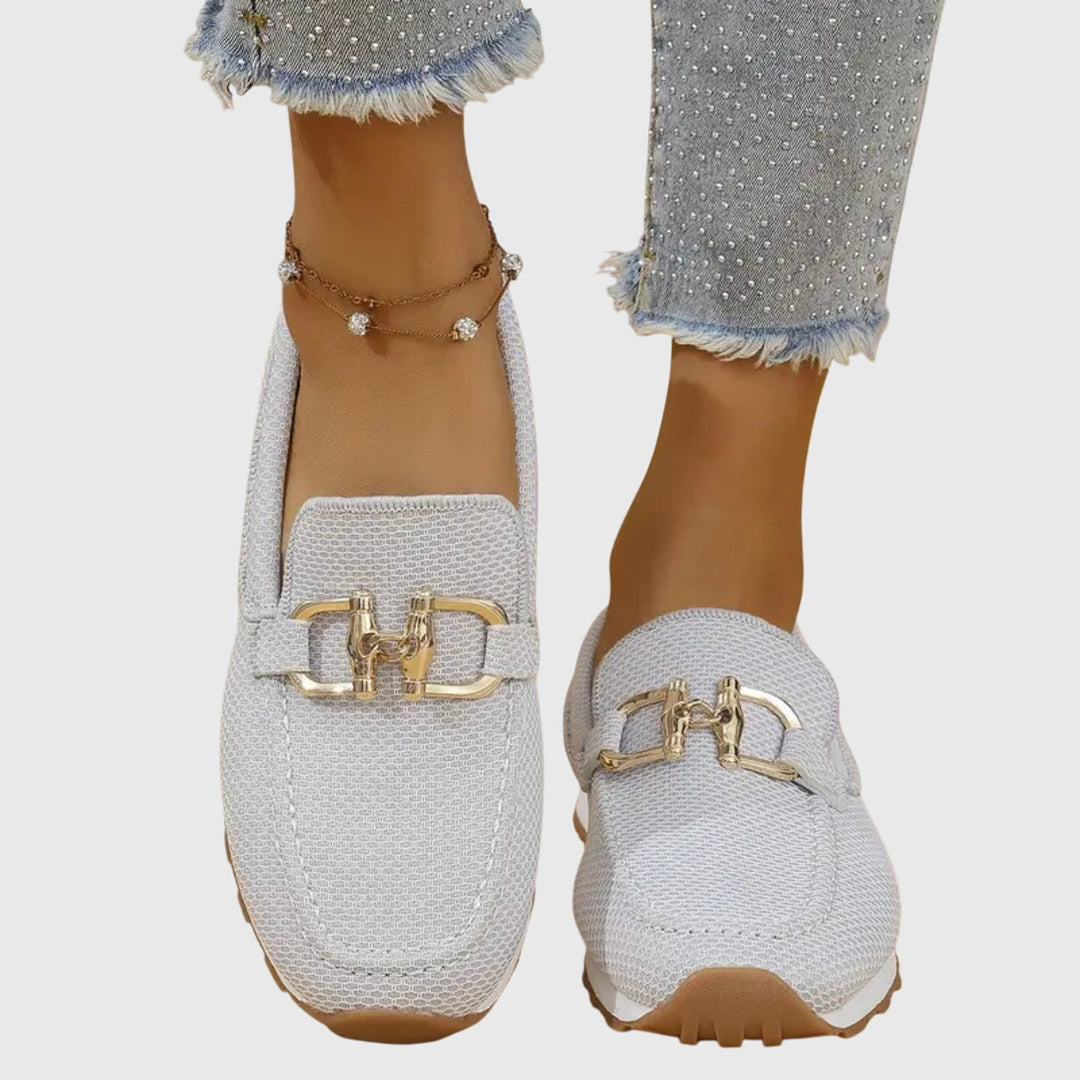 Yasmine | Women’s Metal Detail Textured Loafers