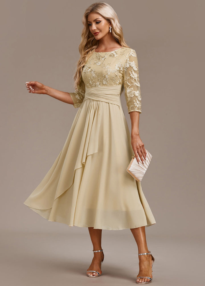 Razia | Women's Summer Embroidered Chiffon Midi Dress