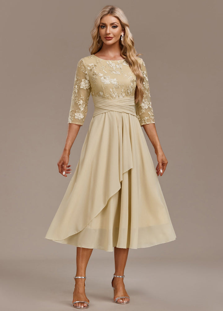 Razia | Women's Summer Embroidered Chiffon Midi Dress