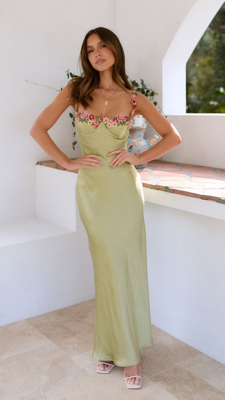 Cecily | Women’s Floral Appliqué Wedding Guest Dress