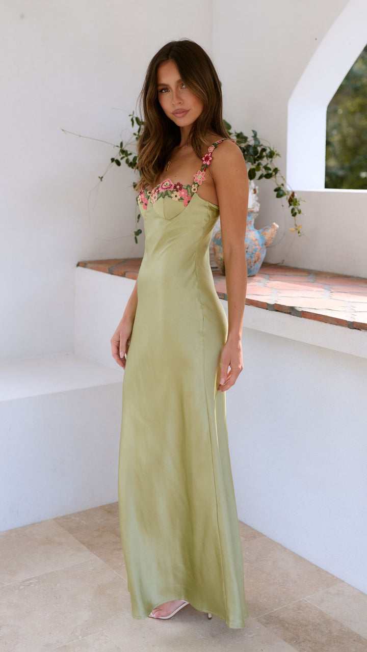 Cecily | Women’s Floral Appliqué Wedding Guest Dress