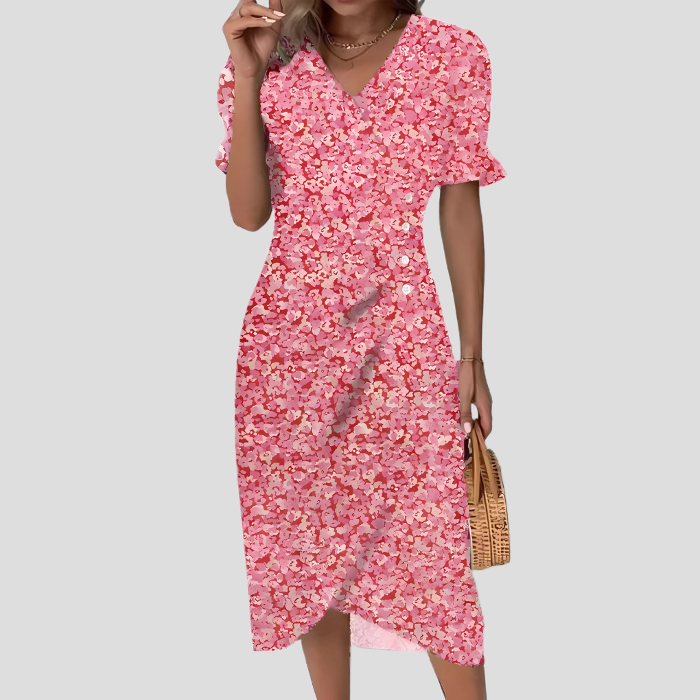 Eleanor | Women’s Summer V-Neck Muslin Midi Dress