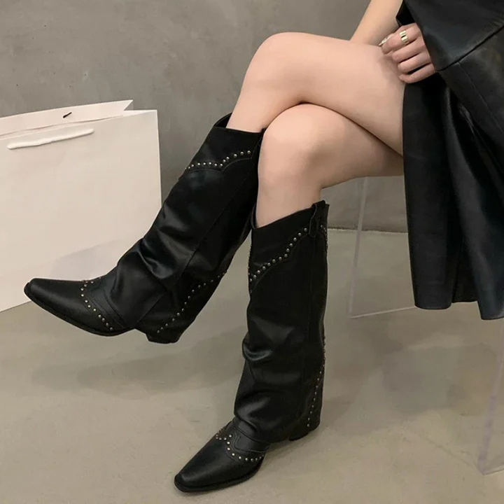 Gloria | Women’s Studded Tall Shaft Cowboy Boots