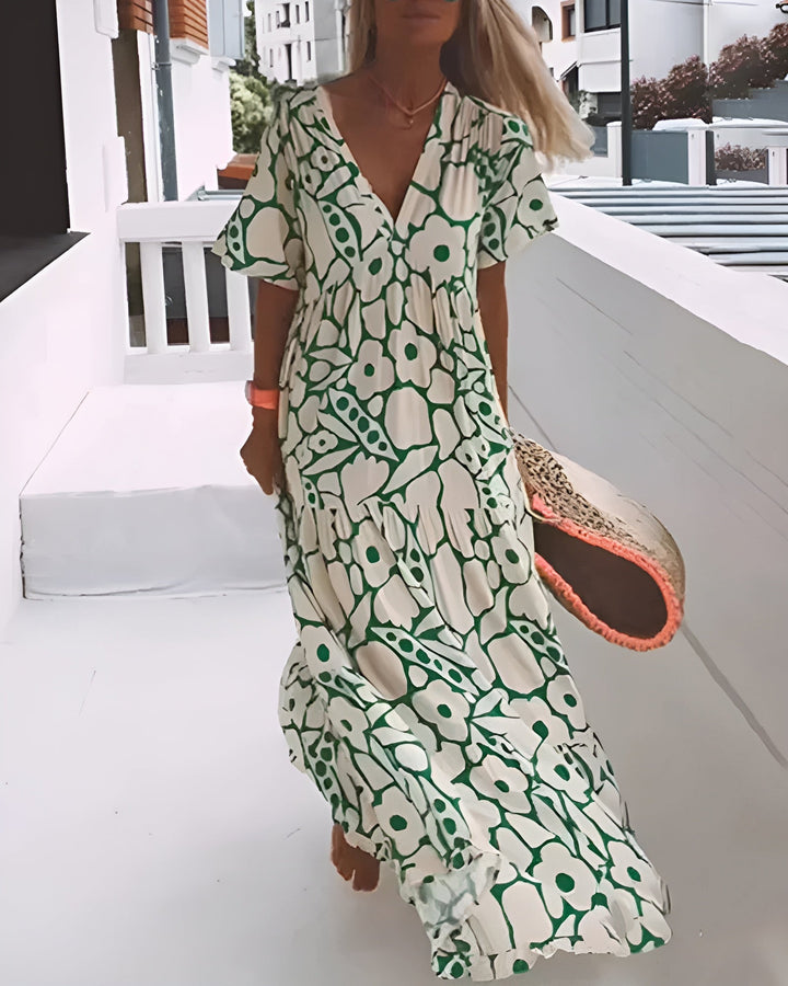 Lily | Women's Summer Printed V-Neck Dress