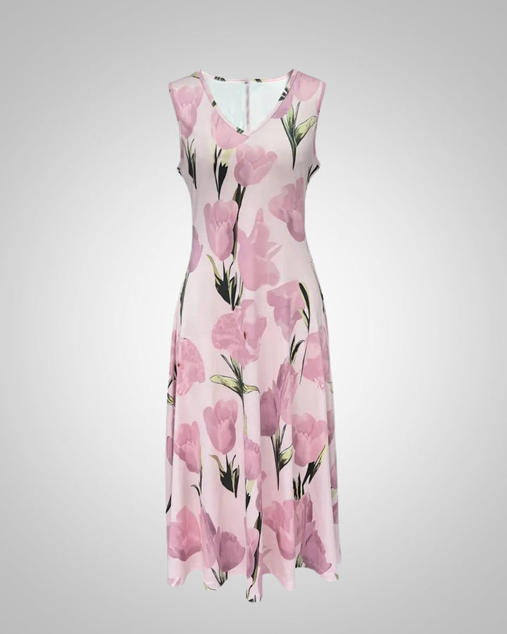 Sofia | Women's Summer Floral Pattern V-Neck Maxi Dress Set
