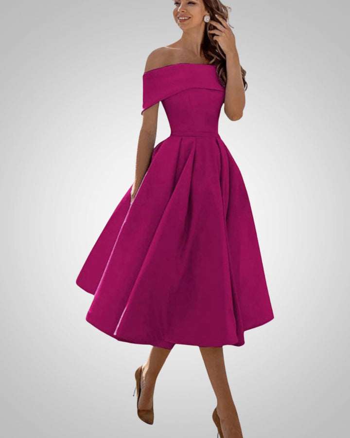Peppa | Women’s Summer Off-Shoulder A-Line Midi Dress