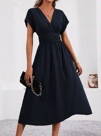 Tessa | Women's Classic V-Neck Midi Dress