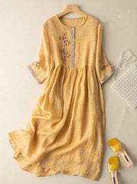 Cecilia | Women's Elegant Linen Midi Dress