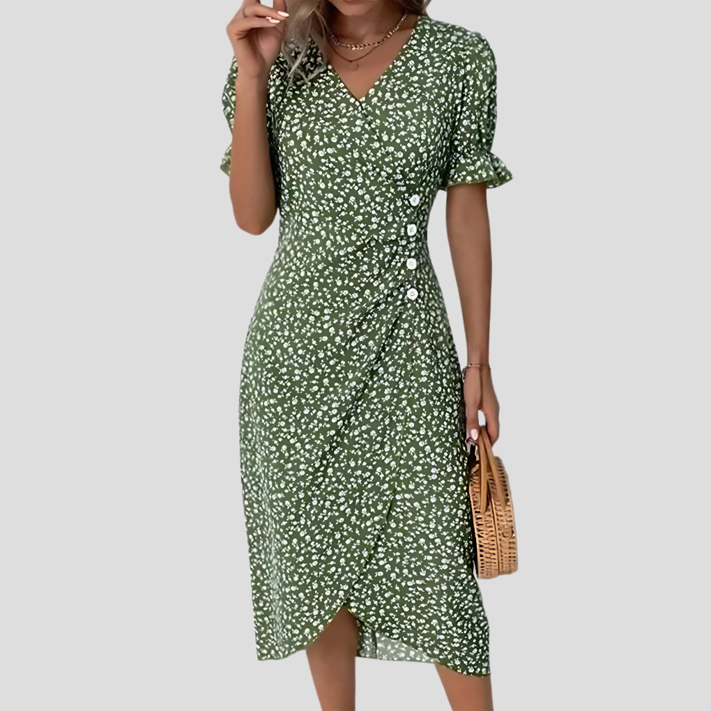 Eleanor | Women’s Summer V-Neck Muslin Midi Dress
