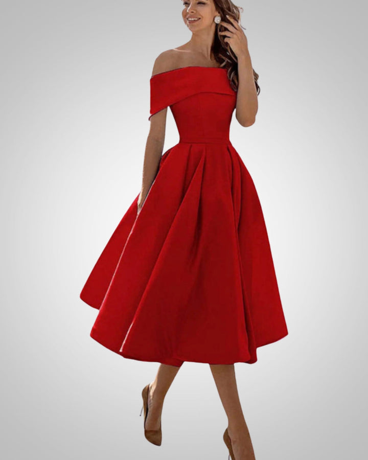 Peppa | Women’s Summer Off-Shoulder A-Line Midi Dress