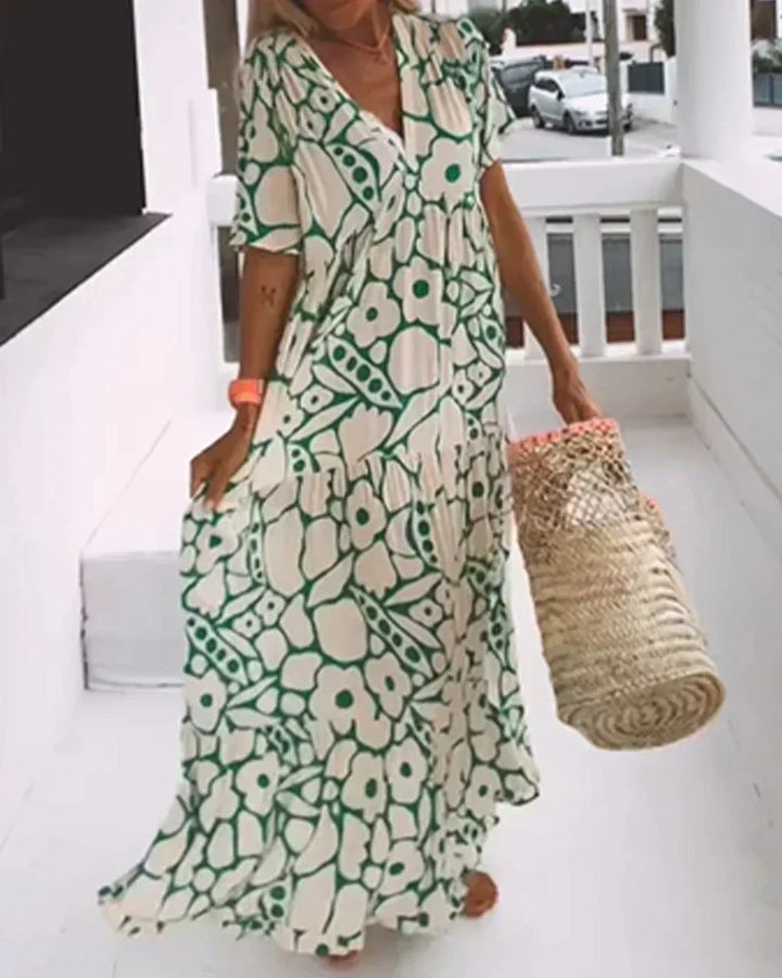 Lily | Women's Summer Printed V-Neck Dress