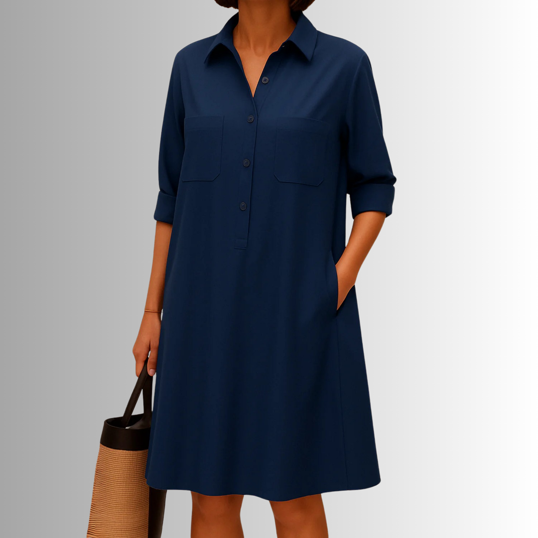 Kinsley | Women's Sophisticated Midi Shirtdress With Buttons