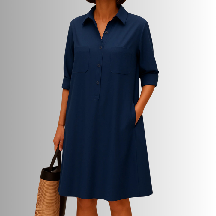 Kinsley | Women's Sophisticated Midi Shirtdress With Buttons