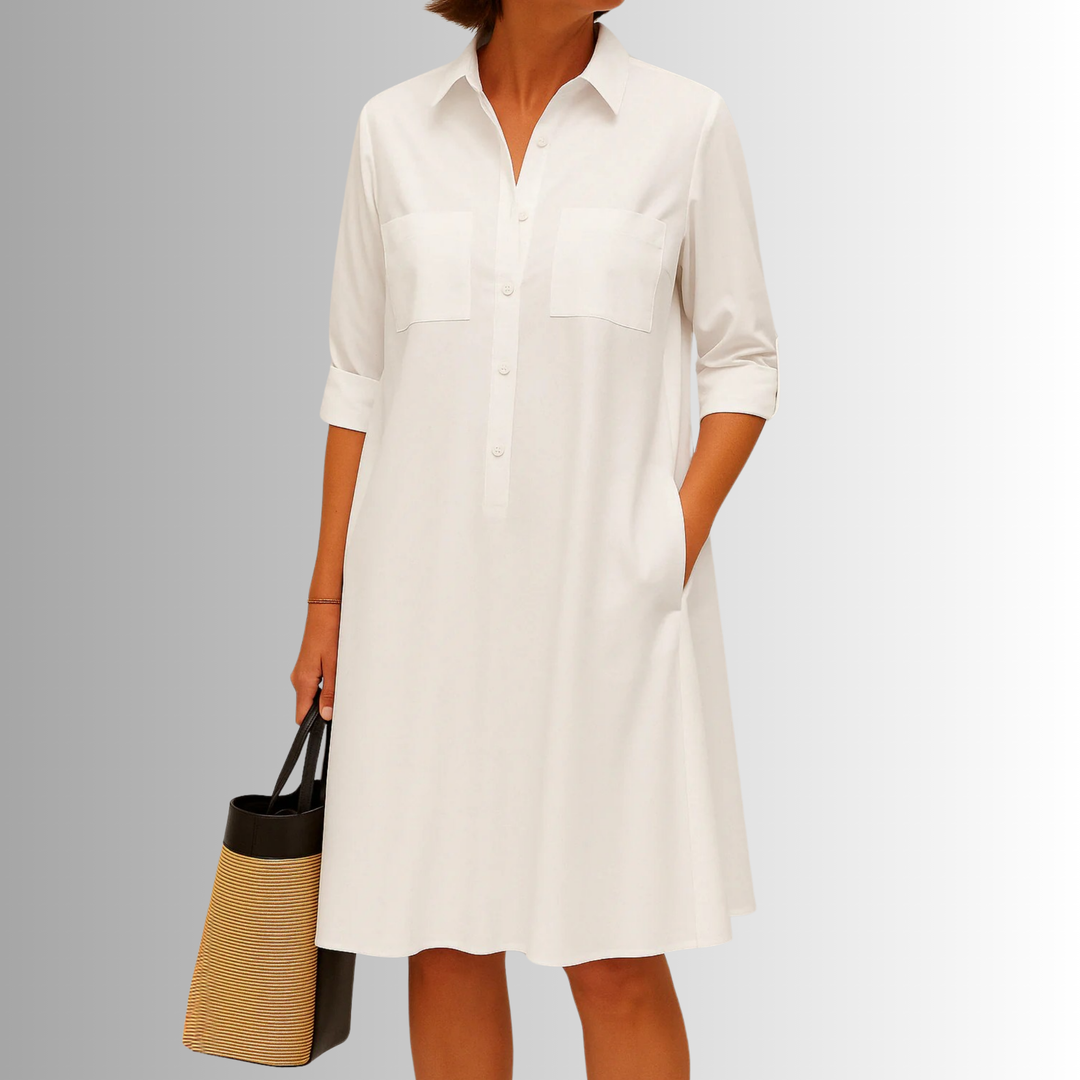 Kinsley | Women's Sophisticated Midi Shirtdress With Buttons