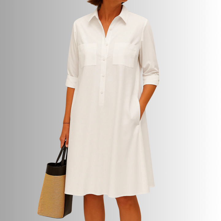 Kinsley | Women's Sophisticated Midi Shirtdress With Buttons