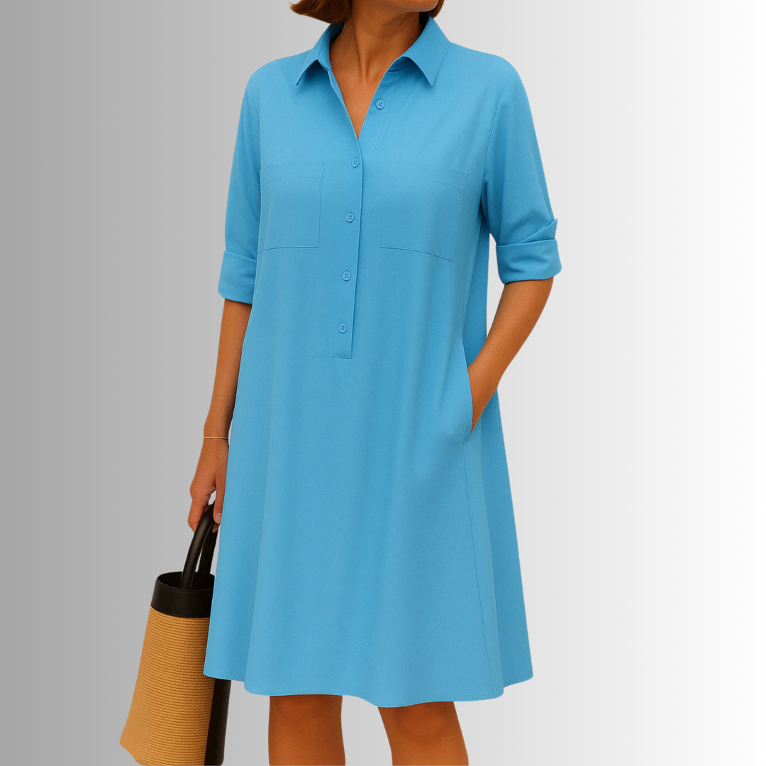 Kinsley | Women's Sophisticated Midi Shirtdress With Buttons