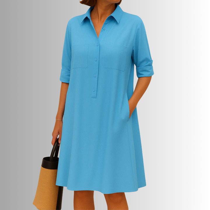 Kinsley | Women's Sophisticated Midi Shirtdress With Buttons