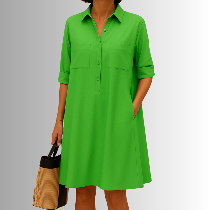 Kinsley | Women's Sophisticated Midi Shirtdress With Buttons