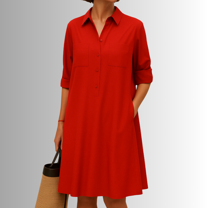 Kinsley | Women's Sophisticated Midi Shirtdress With Buttons