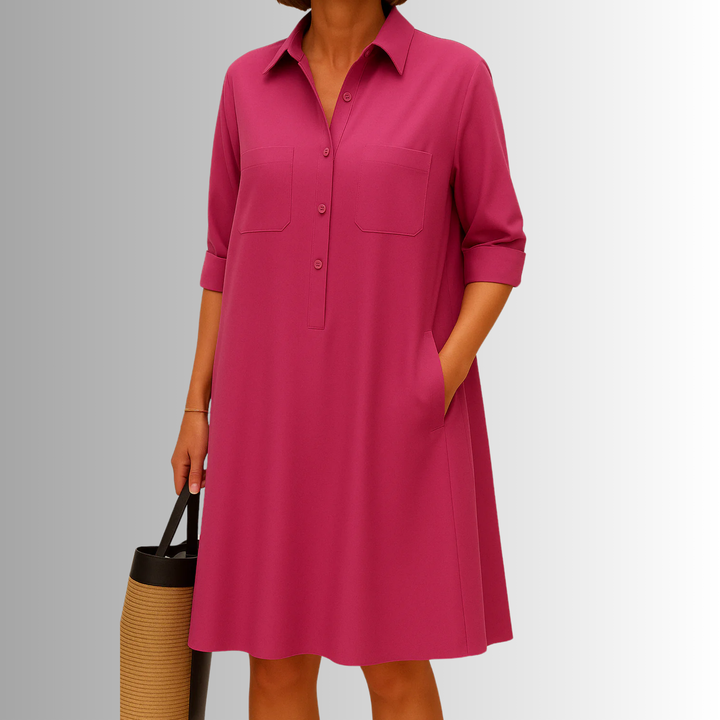 Kinsley | Women's Sophisticated Midi Shirtdress With Buttons