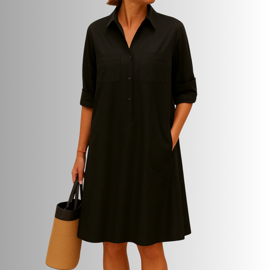 Kinsley | Women's Sophisticated Midi Shirtdress With Buttons