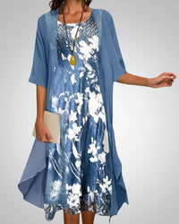 Lydia | Women's Printed Boho Midi Dress With Cardigan Set
