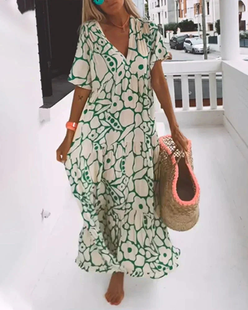 Lily | Women's Summer Printed V-Neck Dress
