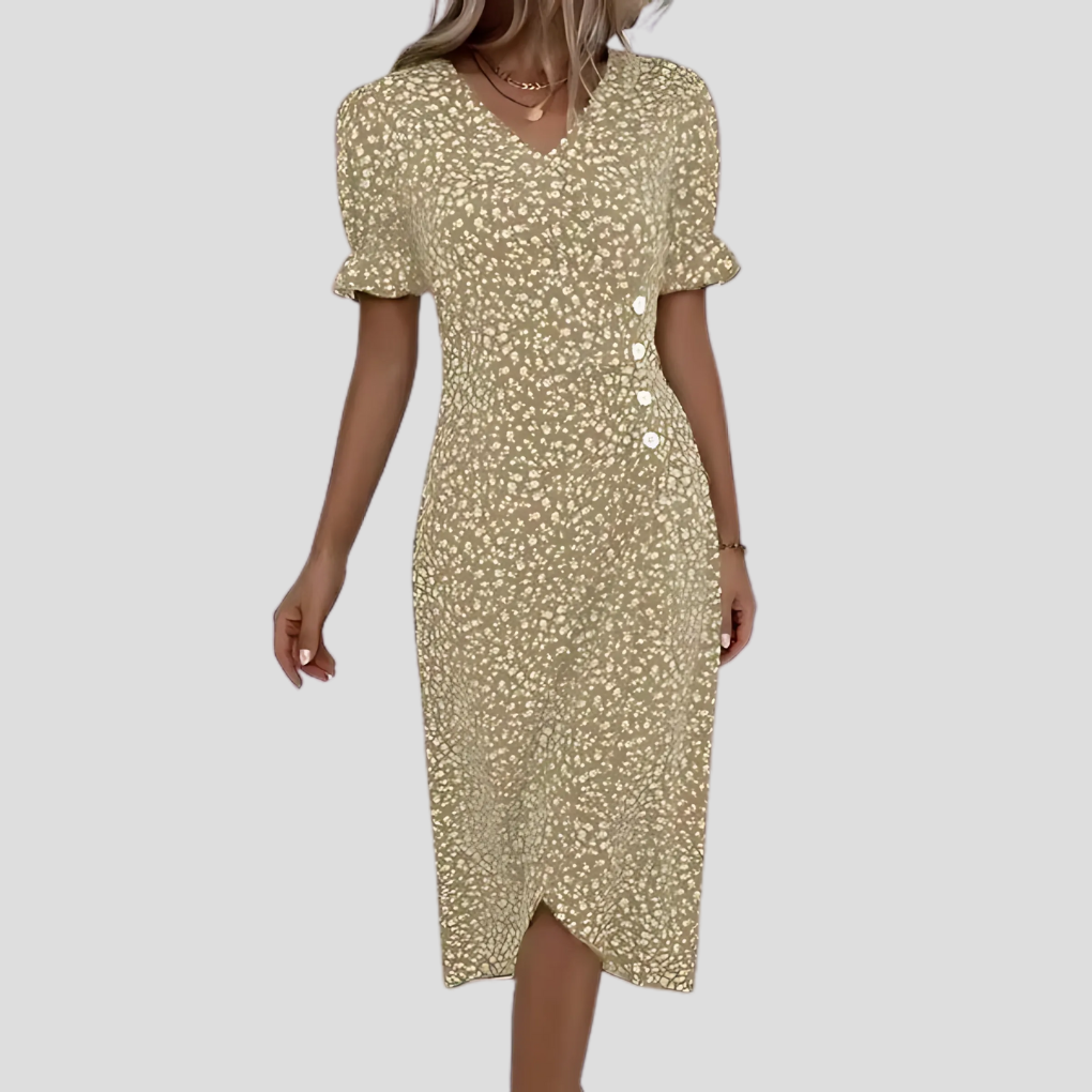 Eleanor | Women’s Summer V-Neck Muslin Midi Dress