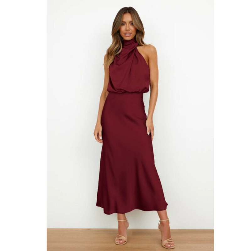 Fauna | Women’s Festive Halter Midi Dress