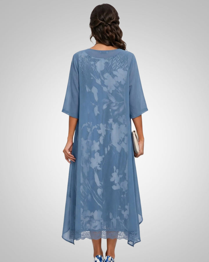Lydia | Women's Printed Boho Midi Dress With Cardigan Set