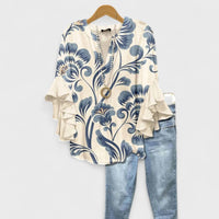 Caroline | Women's Summer Floral Ruffle Blouse
