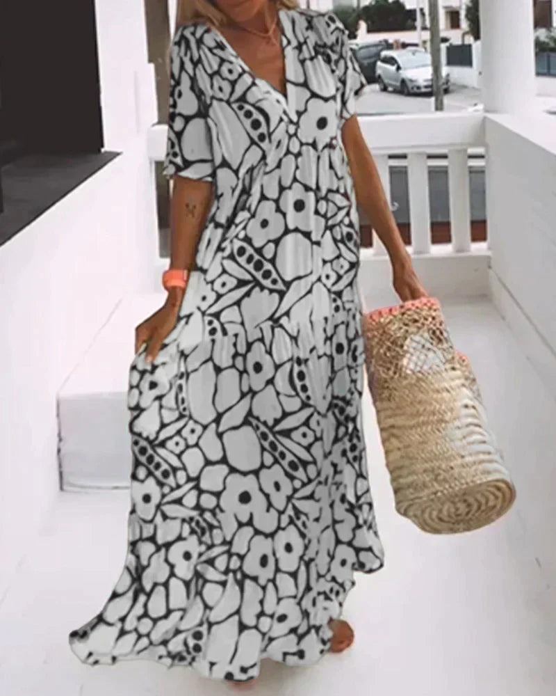 Lily | Women's Summer Printed V-Neck Dress